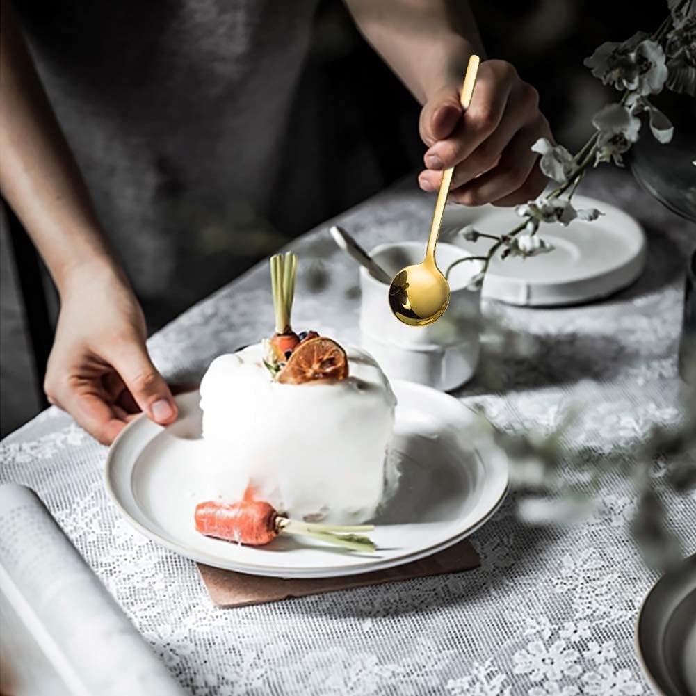 Set van 8 Gouden Koffielepels – 13 cm RVS – Voor Koffie, Dessert, Suiker & Mocha