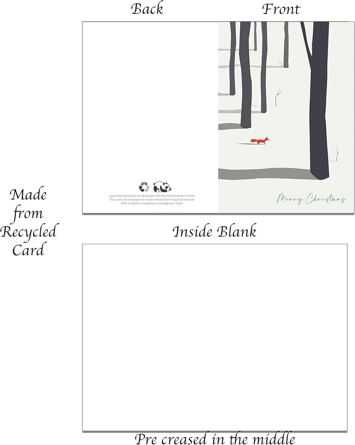 Set van 24 Gerecyclede Kerstkaarten met Vos – 2 Ontwerpen | Duurzame Kerst Wenskaarten met Enveloppen