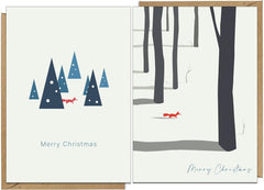 Set van 24 Gerecyclede Kerstkaarten met Vos – 2 Ontwerpen | Duurzame Kerst Wenskaarten met Enveloppen