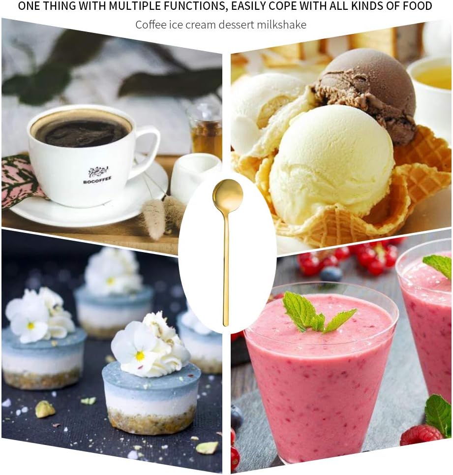 Set van 8 Gouden Koffielepels – 13 cm RVS – Voor Koffie, Dessert, Suiker & Mocha