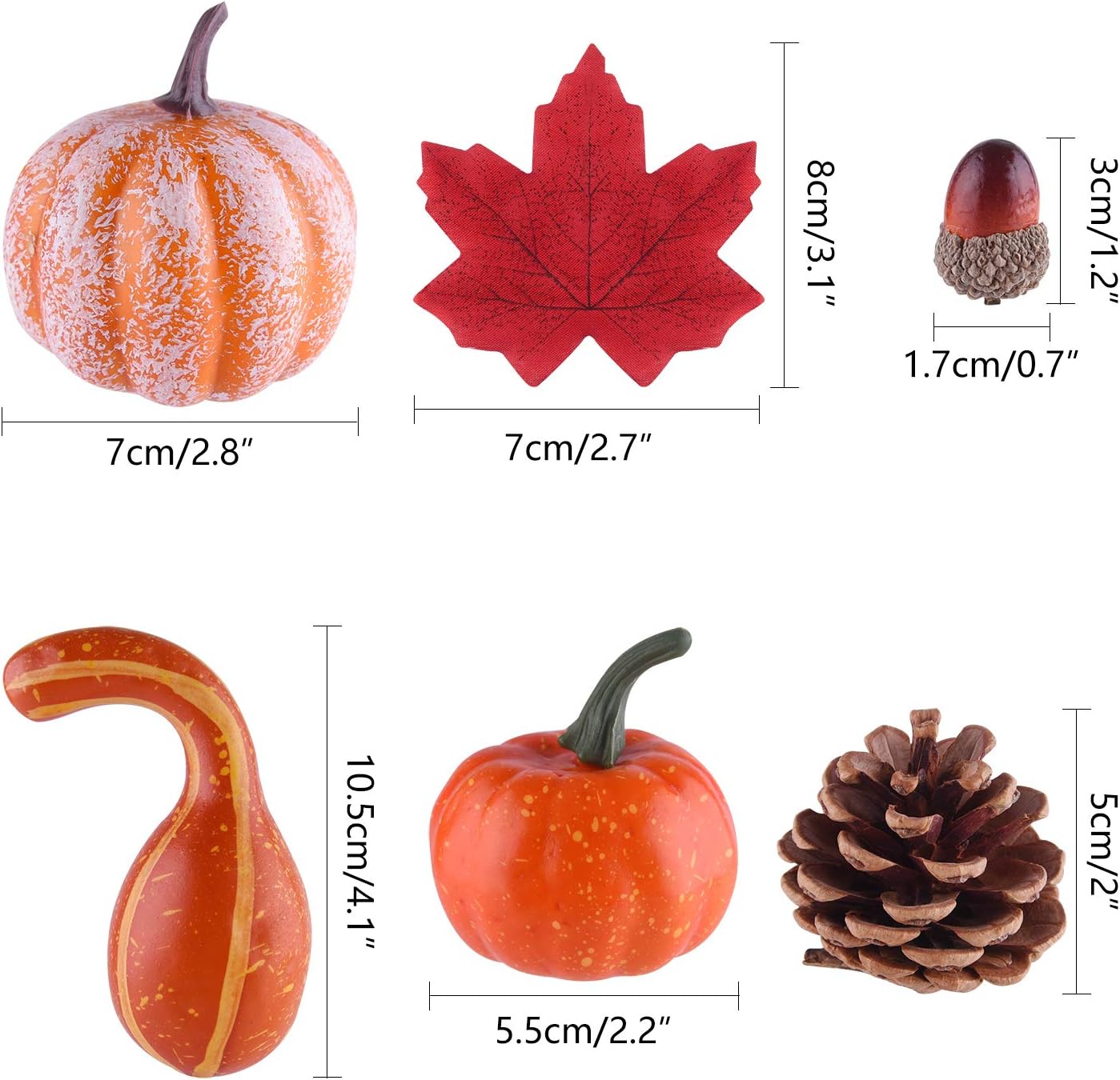 Herfstdecoratie Set – Mini Pompoenen, Dennenappels, Herfstbladeren & Eikels | Perfect voor Halloween & Thanksgiving