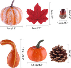 Herfstdecoratie Set – Mini Pompoenen, Dennenappels, Herfstbladeren & Eikels | Perfect voor Halloween & Thanksgiving