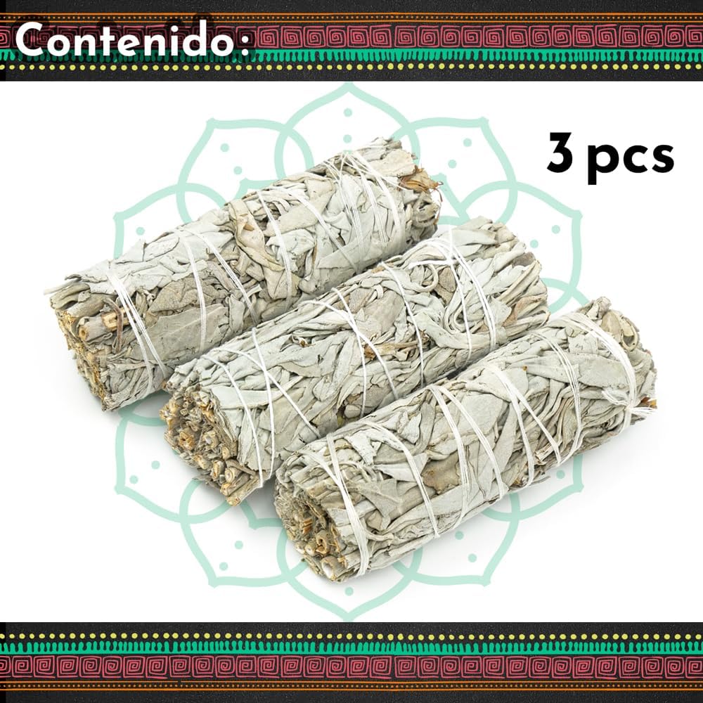 Set van 3 Bundels Witte Salie (Salvia Apiana) – 100% Natuurlijke Heilige Salie om te Branden | Reiniging, Zuivering & Spirituele Rituelen