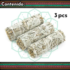 Set van 3 Bundels Witte Salie (Salvia Apiana) – 100% Natuurlijke Heilige Salie om te Branden | Reiniging, Zuivering & Spirituele Rituelen