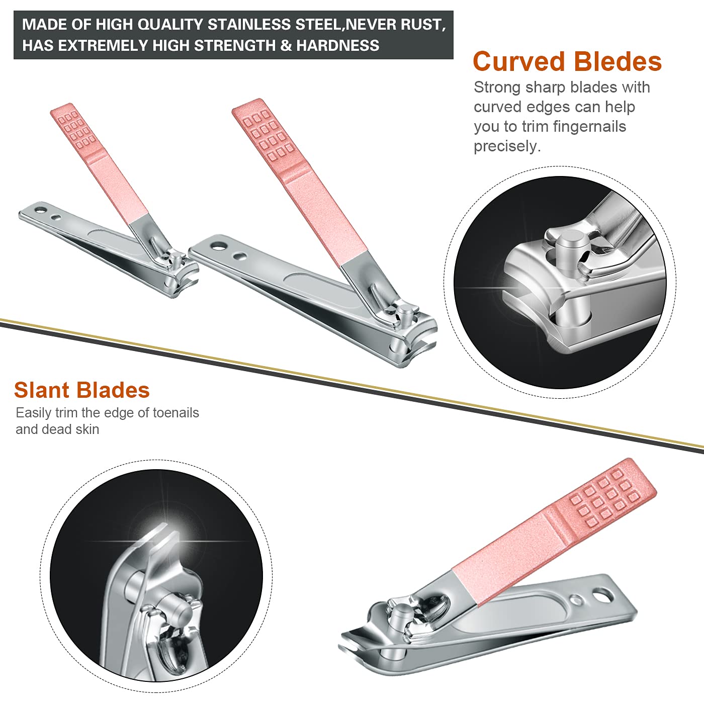 Leipple Manicure & Pedicure Set – 18-Delige RVS Nagelverzorgingskit met Luxe Leren Etui (Beige/Roze) | Professionele Nail Clippers Set voor Thuis & Reizen