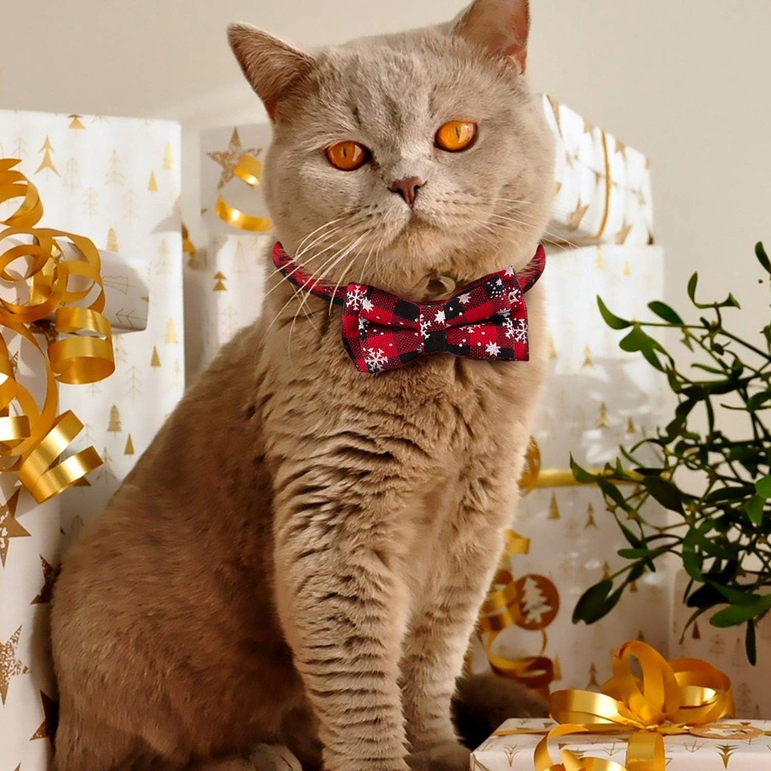 Set van 2 Kerst Kattenhalsbanden met Strik & Bel – Verstelbare Halsbanden met Kerstruitjes voor Katten, Kittens & Puppy’s