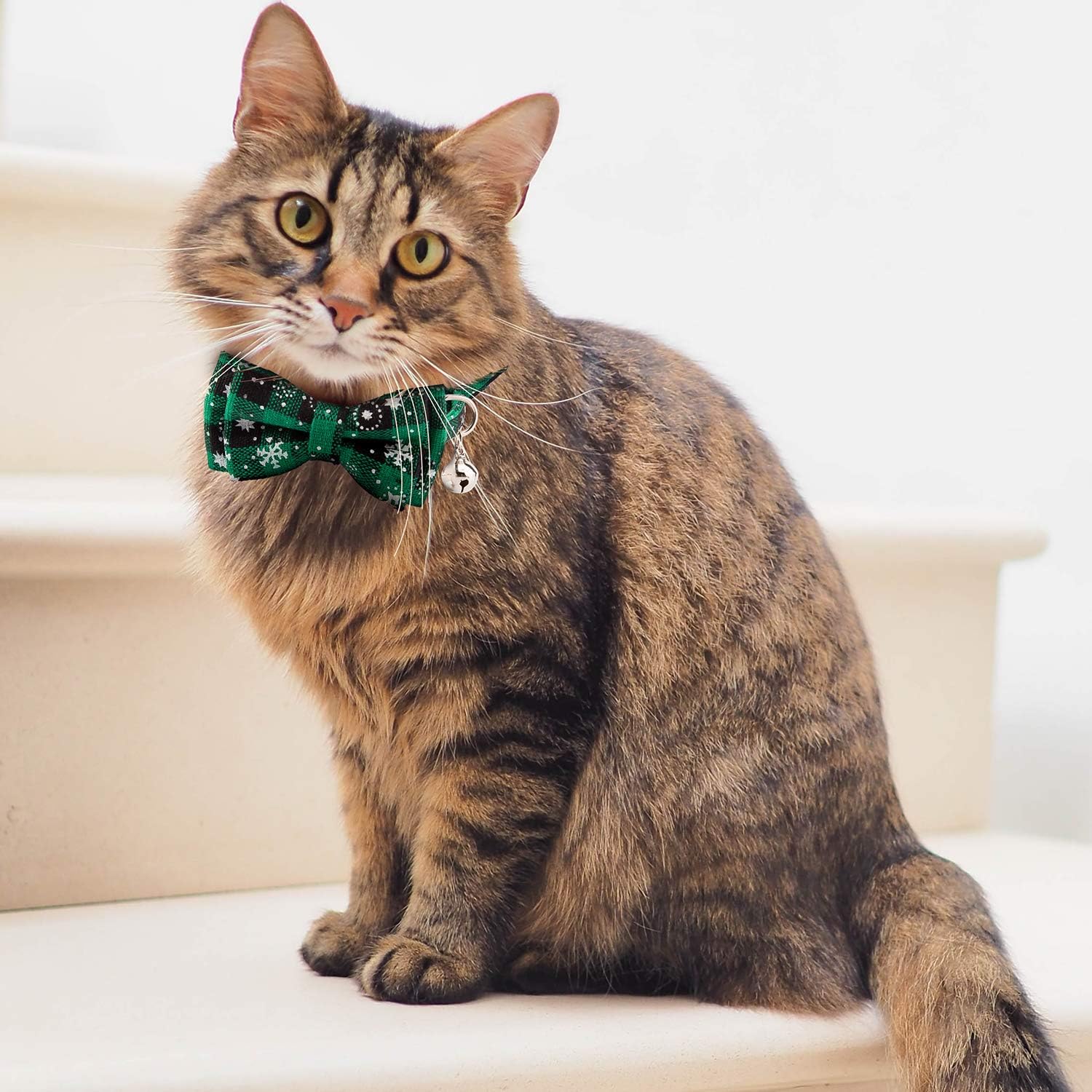 Set van 2 Kerst Kattenhalsbanden met Strik & Bel – Verstelbare Halsbanden met Kerstruitjes voor Katten, Kittens & Puppy’s