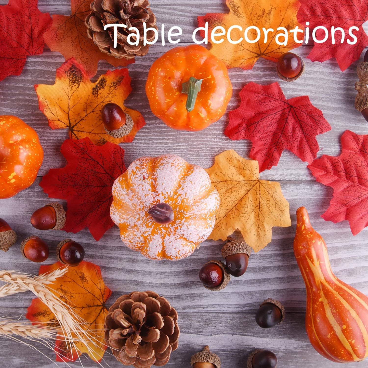 Herfstdecoratie Set – Mini Pompoenen, Dennenappels, Herfstbladeren & Eikels | Perfect voor Halloween & Thanksgiving