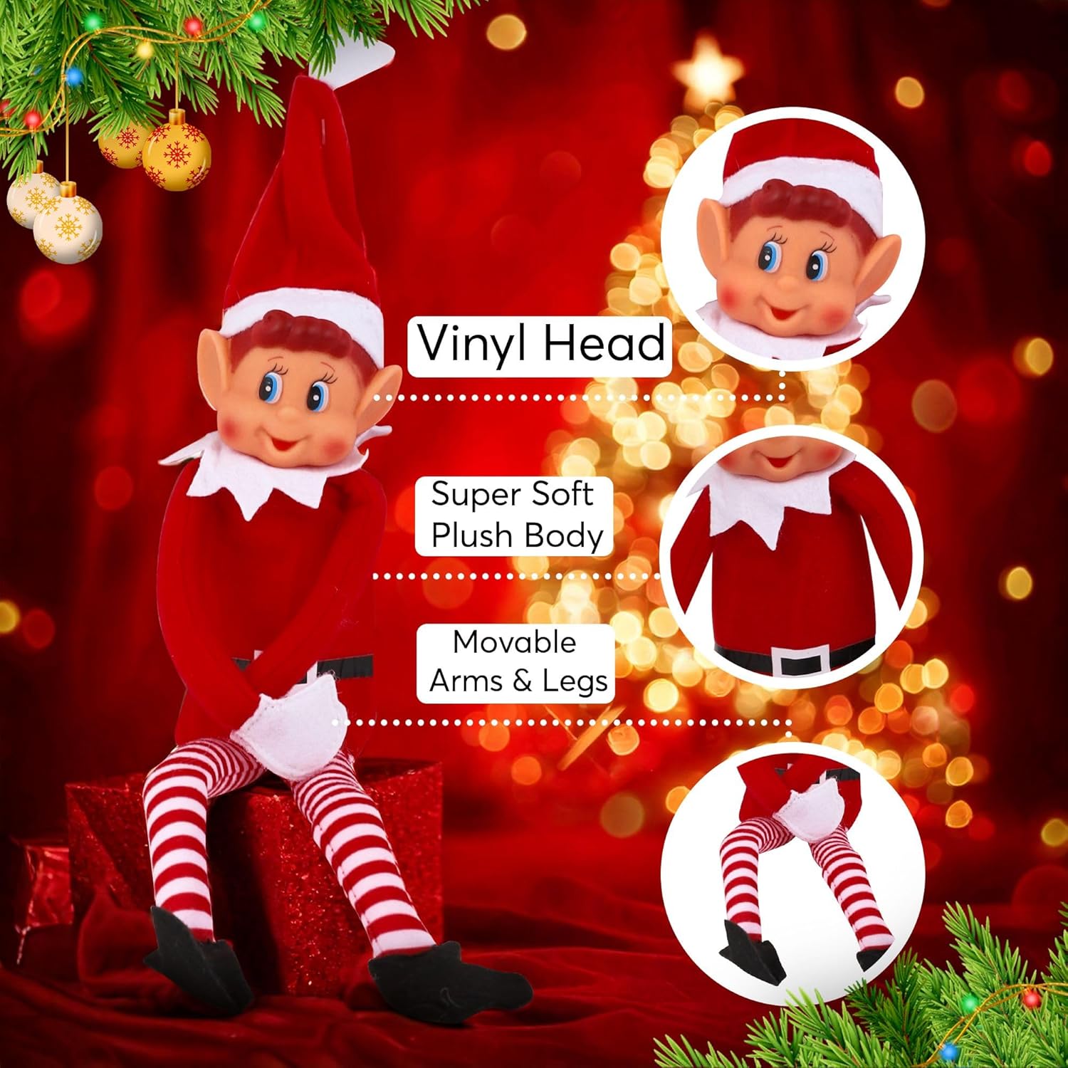 Ondeugende Kerstelf Pop 34634 | Grappige Kerstdecoratie & Speelpop voor Feestdagen