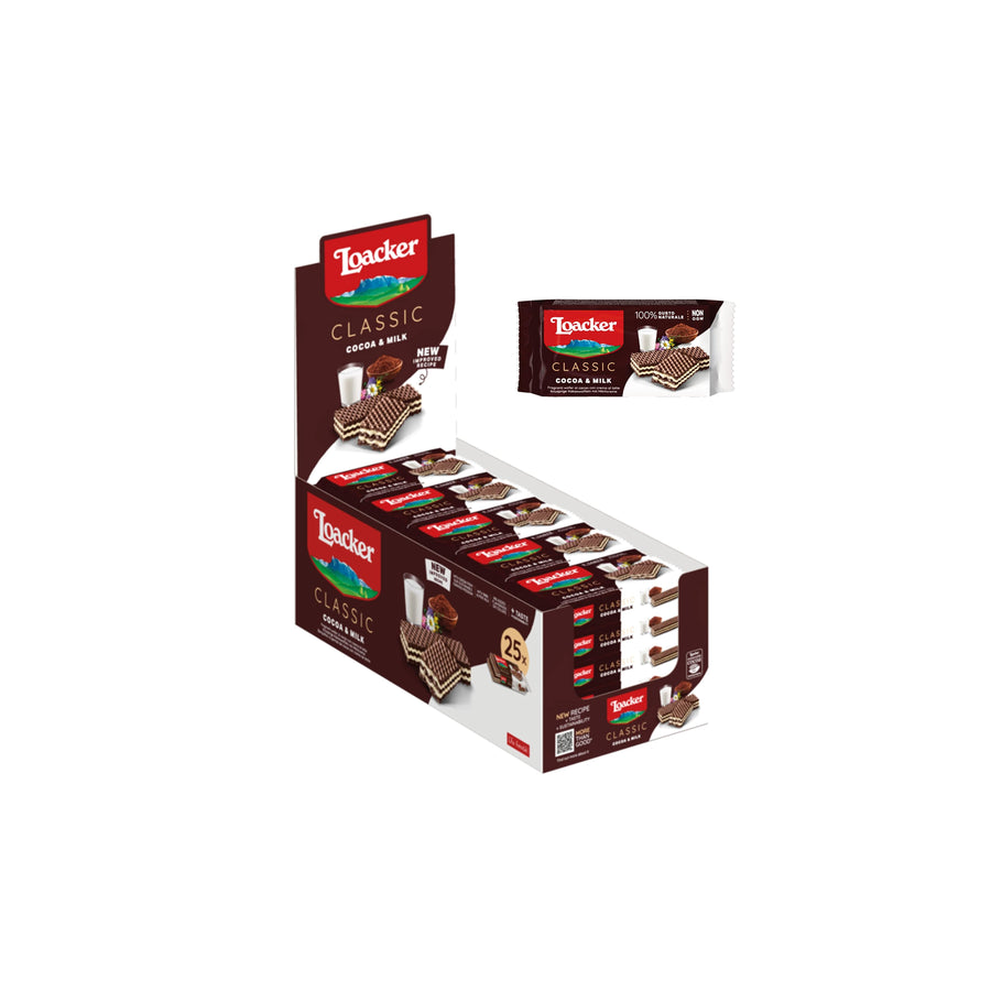 BISCUIT Loacker Gaufrettes, gaufrettes saveur cacao et lait 20 x 45g