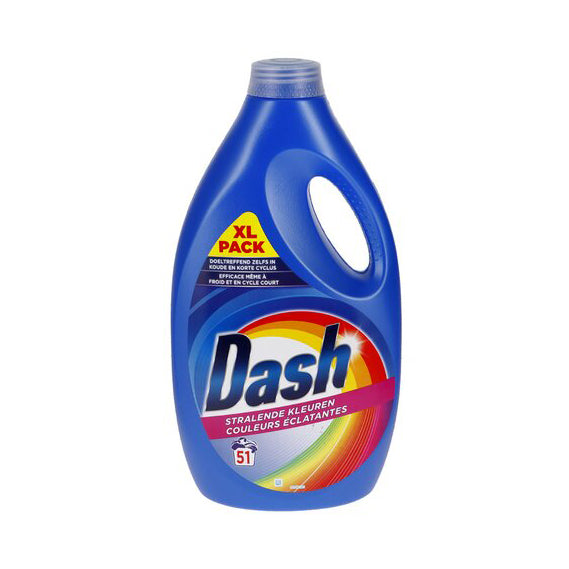 DASH Lessive Liquide Couleurs Éclatantes – 51 Lavages, 2,295 L | Protection Puissante des Couleurs
