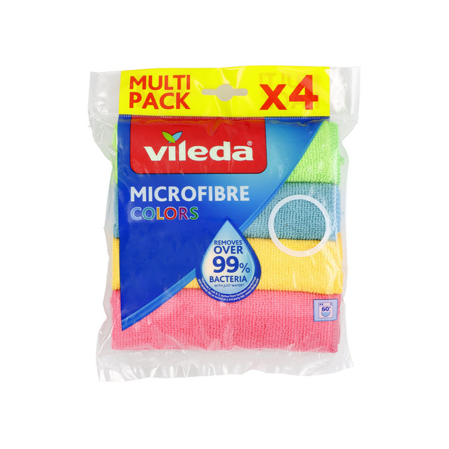 VILEDA chiffonnette microfibre Colors - 4 pièces