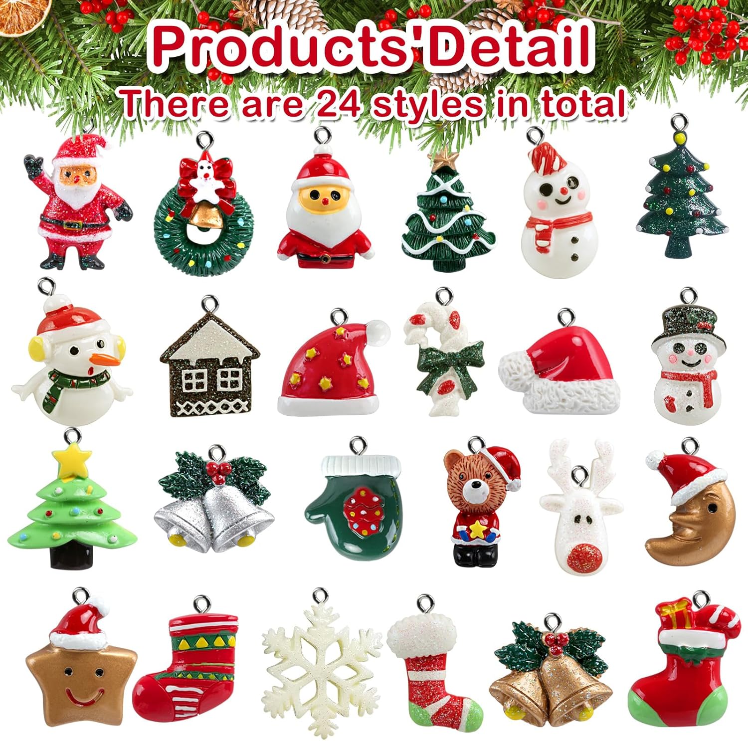 Set van 24 Kerstboomdecoraties – Adventskalender Vullers voor Kinderen | Feestelijke Ornamenten