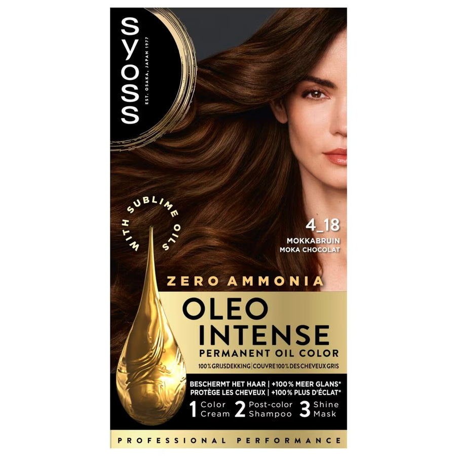Syoss Oleo Intense Permanente Haarkleuring 4-18 Mokkabruin — Zonder Ammoniak