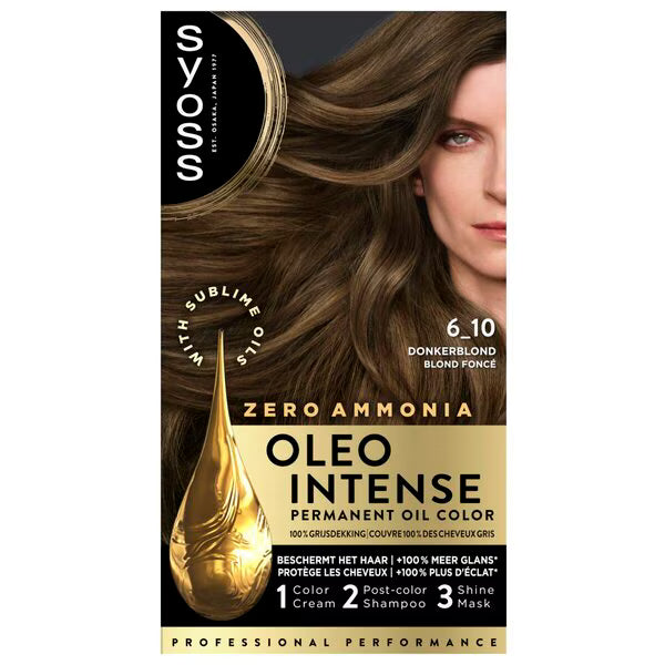 Syoss Oleo Intense Permanente Haarkleuring 6-10 Donkerblond — Zonder Ammoniak — Voordeelpak 6 stuks