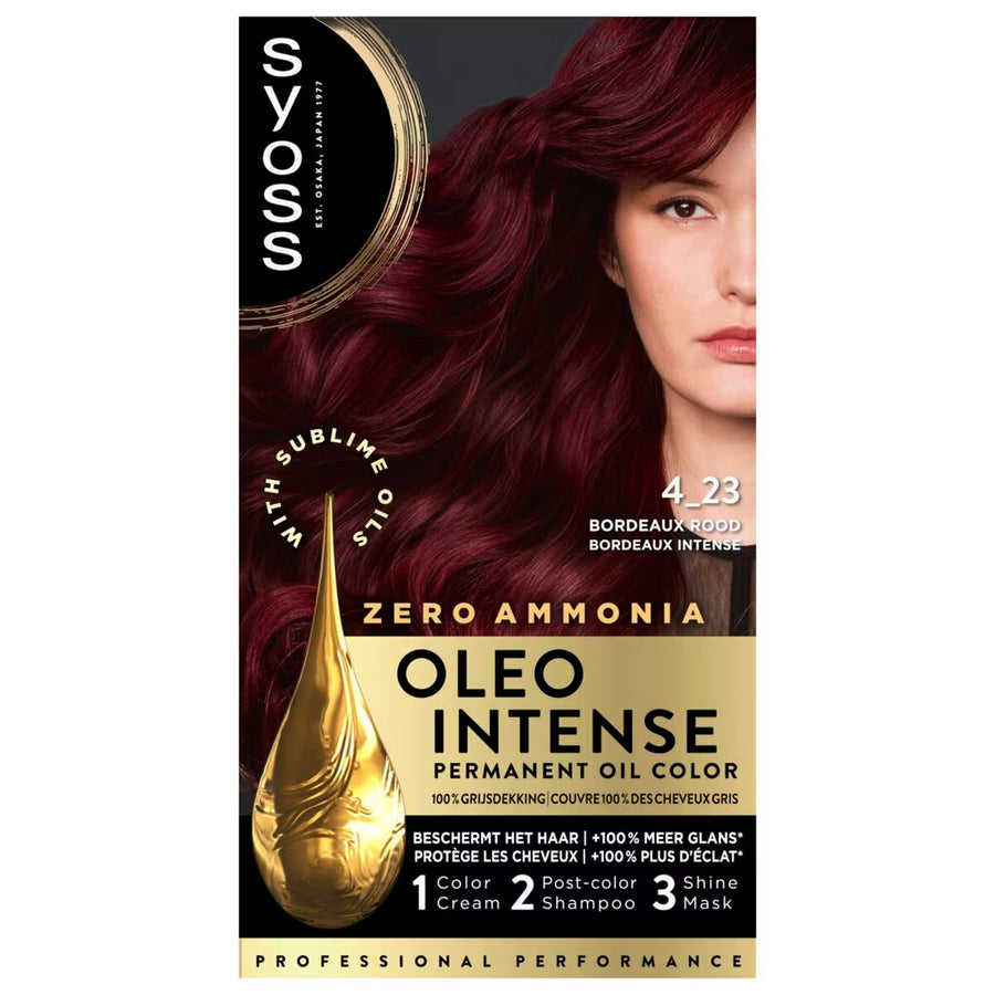 Syoss Oleo Intense Permanente Haarkleuring 4-23 Bourgogne Rood — Zonder Ammoniak