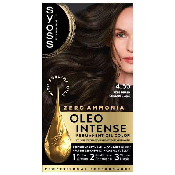 Syoss Oleo Intense Permanente Haarkleuring 4-50 IJsbruin — Zonder Ammoniak — Voordeelpak 6 stuks