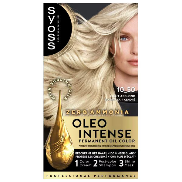 Syoss Oleo Intense Permanente Haarkleuring 10-50 Licht Asblond — Zonder Ammoniak — Voordeelpak 6 stuks
